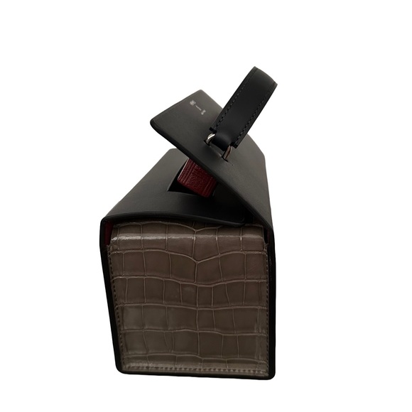 RARE Hermes Petite H Crocodile Minaudiere Box Bag Black Grey Exotic - Picture 15 of 16